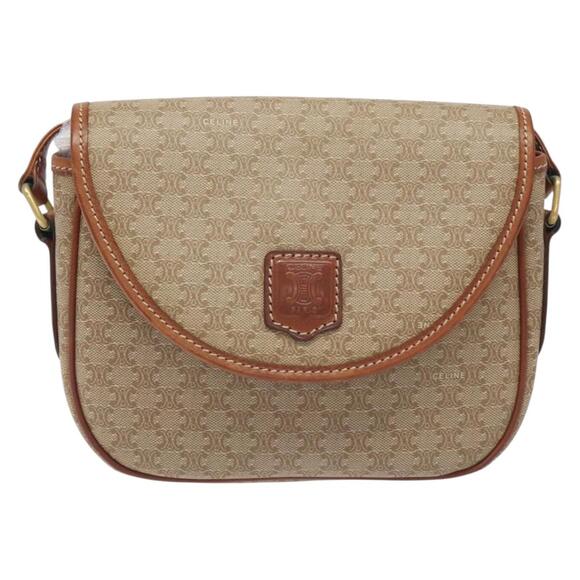 CELINE Macadam Canvas Shoulder Bag Pvc Beige Gold - Picture 2 of 12
